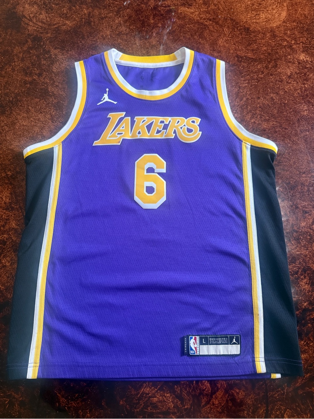 Nike LeBron James Purple & yellow  Los Angeles Lakers #6 Jersey
